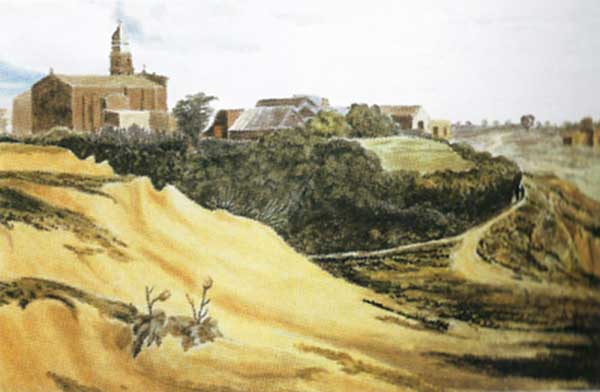 Figura 4: Acuarela de E. Vidal a inicios del siglo XIX mostrando la barranca en San Isidro casi sin usos (Archivo Histórico de San Isidro).